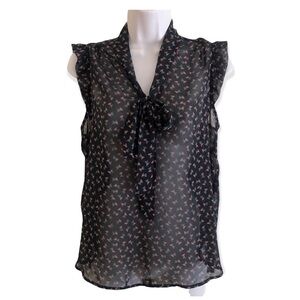 Forever 21 sleeveless black blouse with floral print, small